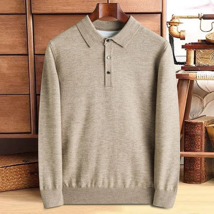 Men's Classic Knitted Polo Neck Jumper