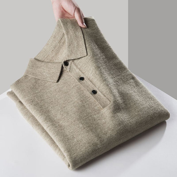 Men's Classic Knitted Polo Neck Jumper