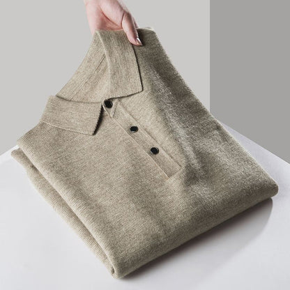 Men's Classic Knitted Polo Neck Jumper