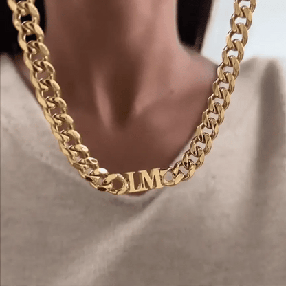 Personalised Two Initial Cuban Chain Necklace
