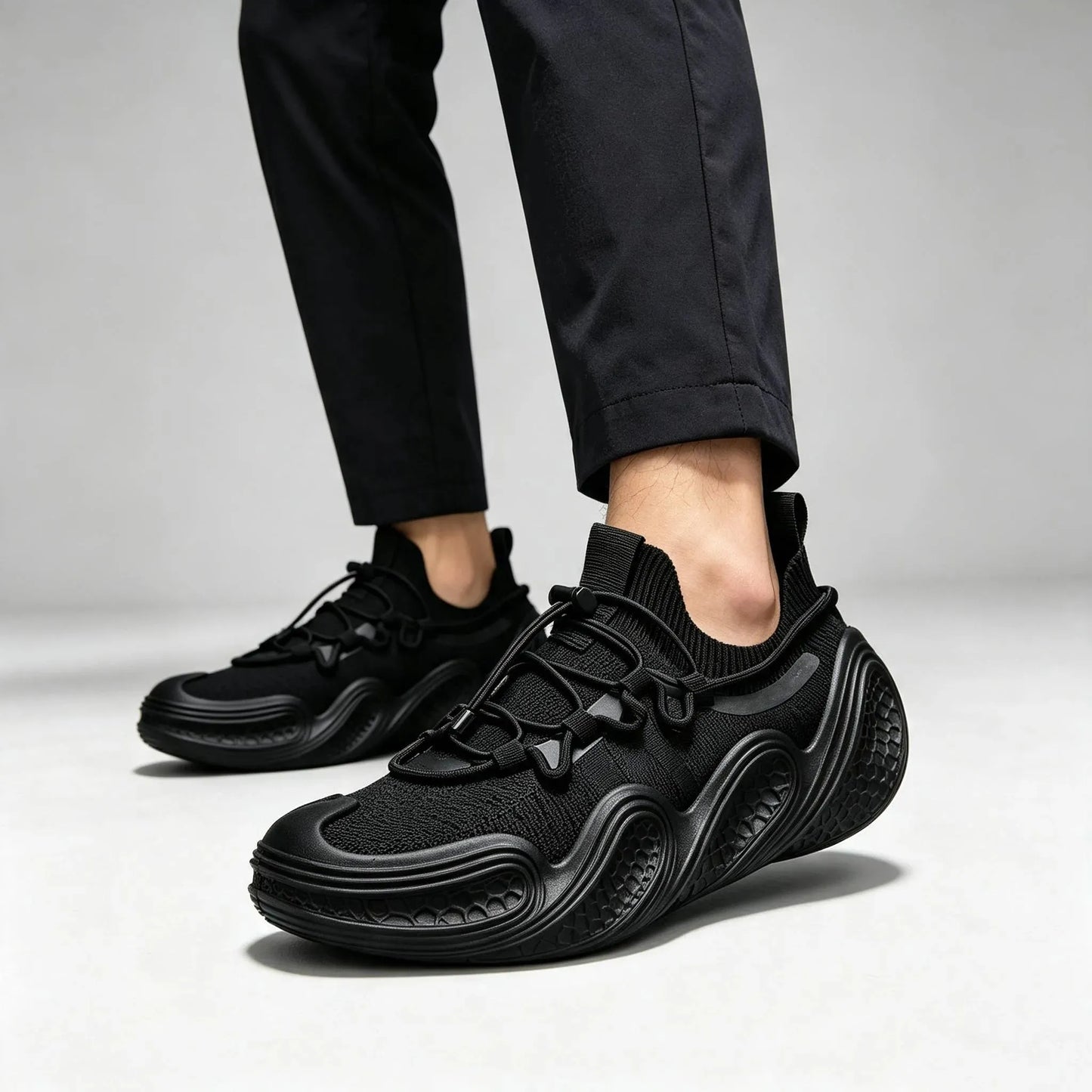 Men's Knit Lace Up Casual Trainers
