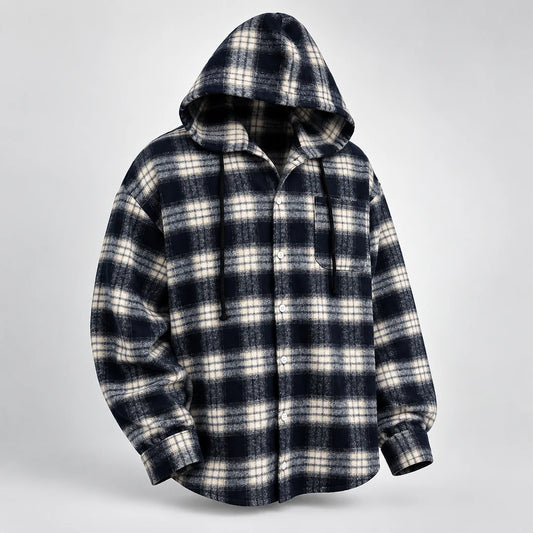 Men's Checked Hooded Overshirt