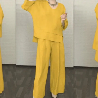 Women's Layered Top & Wide Leg Trouser Set