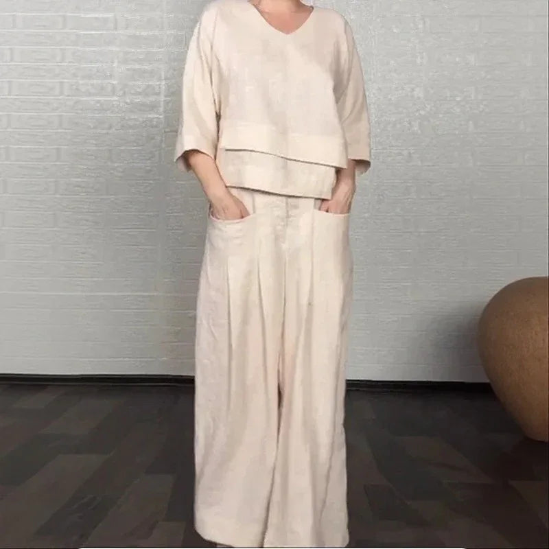 Women's Layered Top & Wide Leg Trouser Set