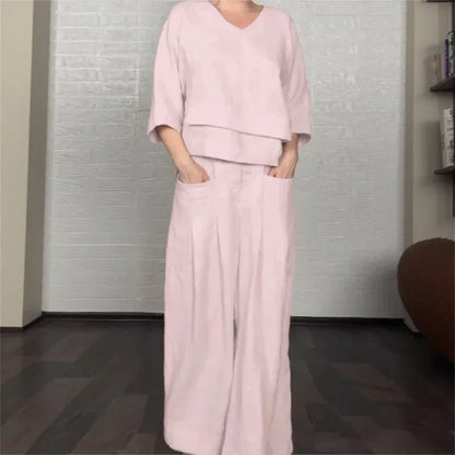 Women's Layered Top & Wide Leg Trouser Set