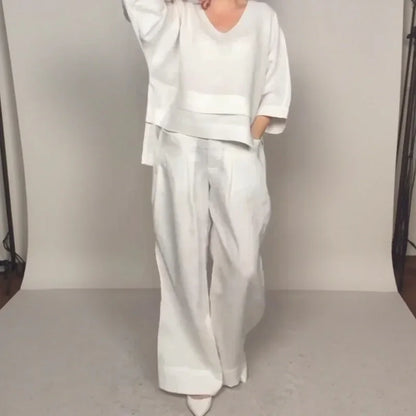 Women's Layered Top & Wide Leg Trouser Set