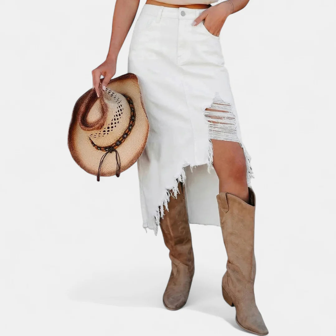 Women's Relaxed High Waist Denim Maxi Skirt