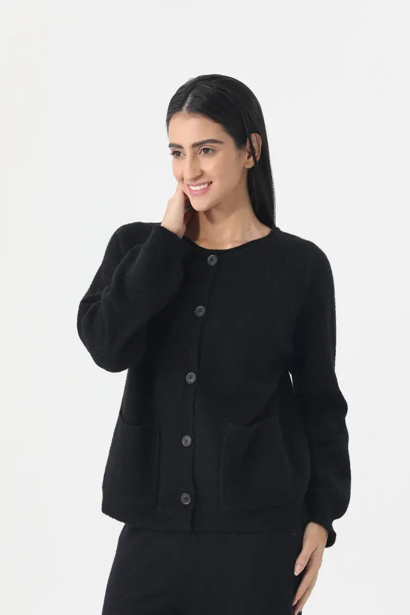Women's Elegant Ribbed Knit Cardigan & Wide-Leg Trouser Set