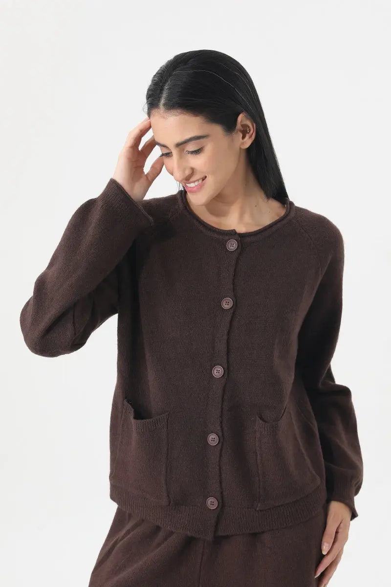 Women's Elegant Ribbed Knit Cardigan & Wide-Leg Trouser Set