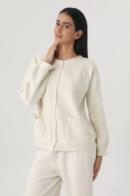 Women's Elegant Ribbed Knit Cardigan & Wide-Leg Trouser Set