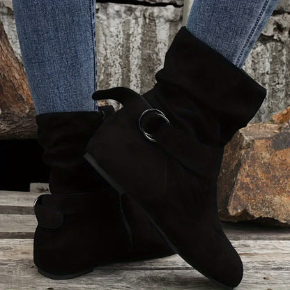 Women's Vintage Buckle Ankle Boots