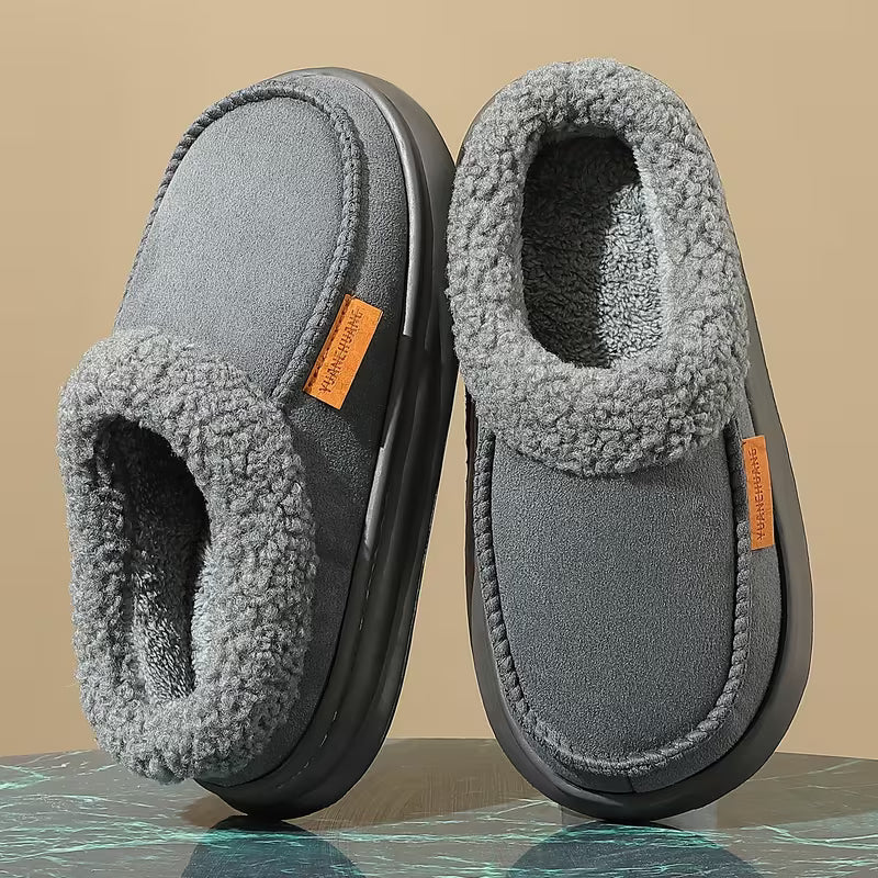 Men's Plush-Lined Winter Slippers