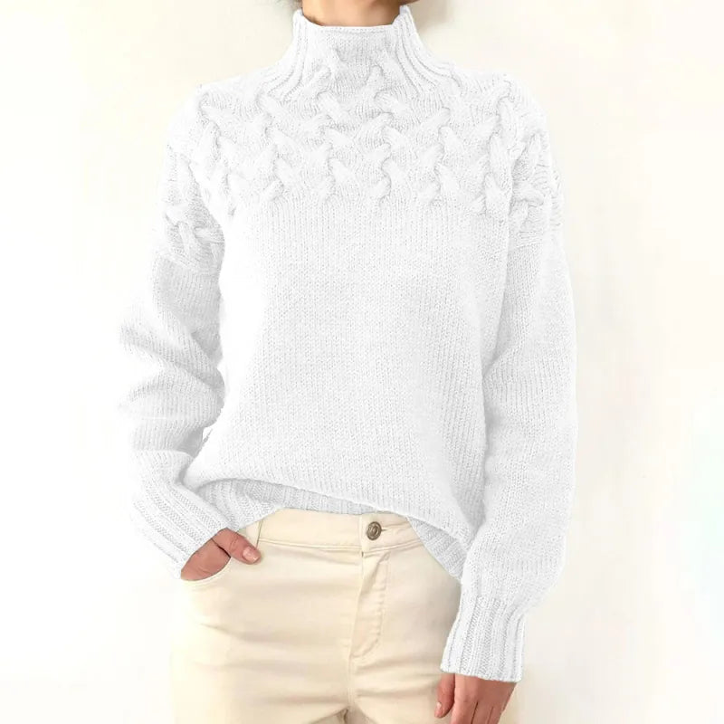 Women's Cable Knit Roll Neck Jumper