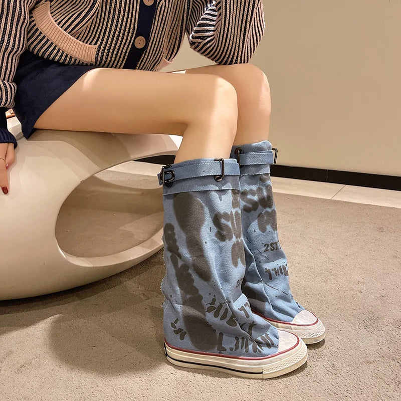 Women's Graffiti Fold-Over Buckle Boots