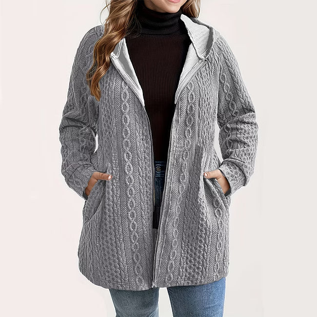 Women's Textured Cable Knit Zip-Up Jacket