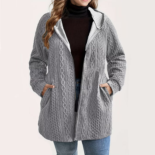 Women's Textured Cable Knit Zip-Up Jacket