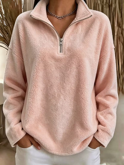 Women's Plush Half-Zip Fleece Sweatshirt