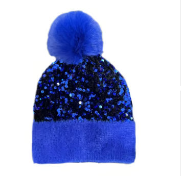 Women's Sequin Pom Pom Beanie