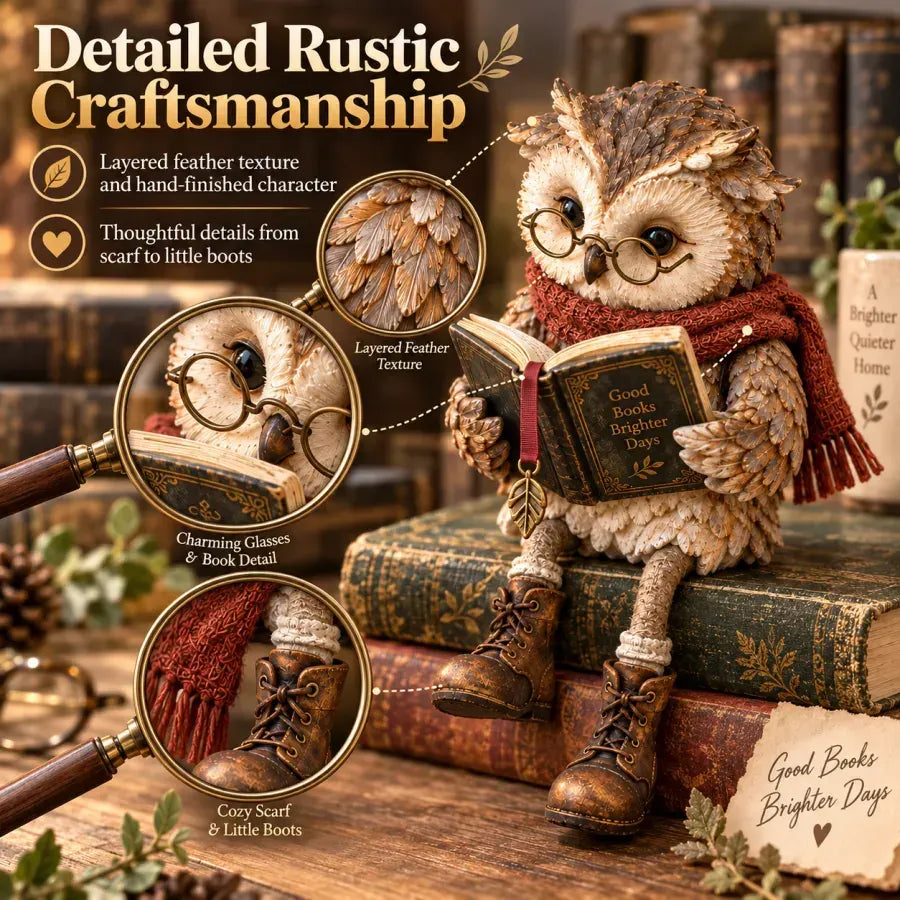 Reading Owl Shelf Figurine