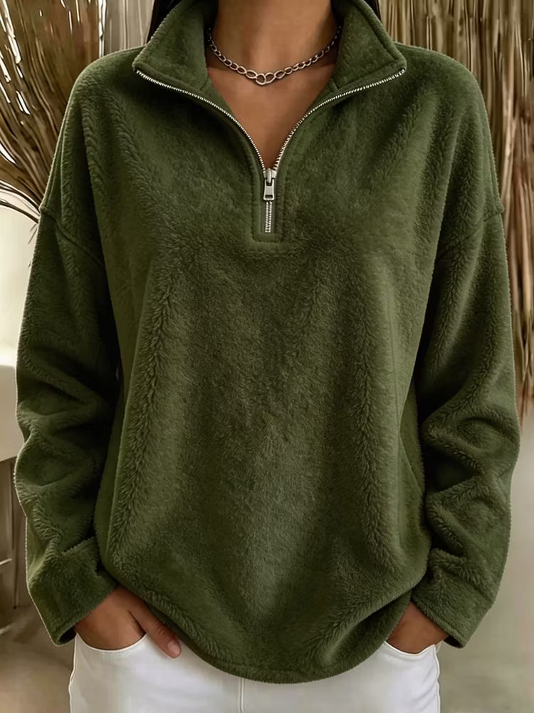 Women's Plush Half-Zip Fleece Sweatshirt
