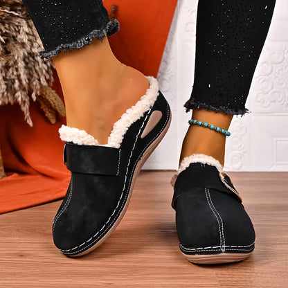 Women's Plush Trim Wedge Mules