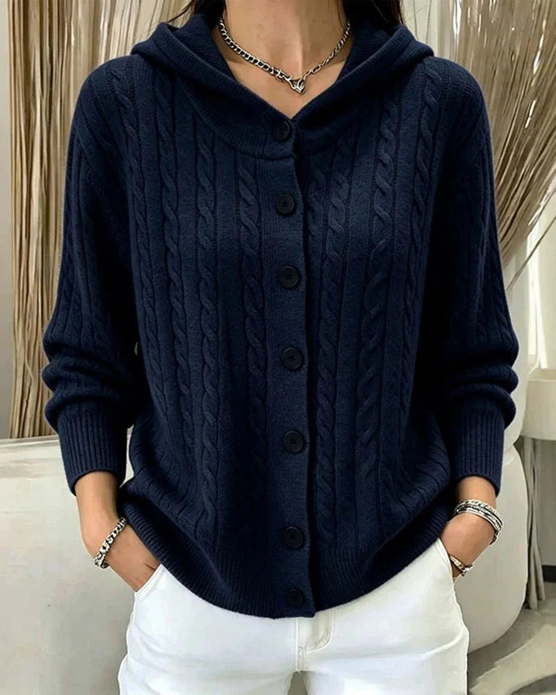 Women's Open-Front Hooded Knit Cardigan