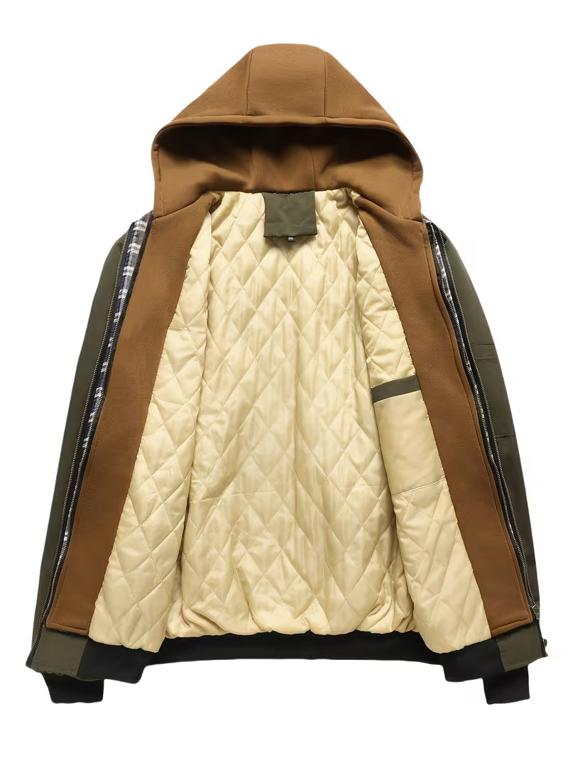 Men's Layered Hooded Zip-Up Jacket