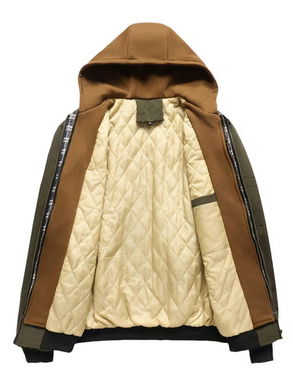 Men's Layered Hooded Zip-Up Jacket