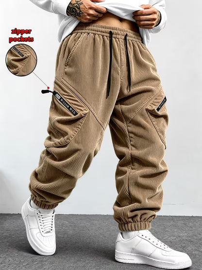 Men's Corduroy Multi-Pocket Cargo Joggers