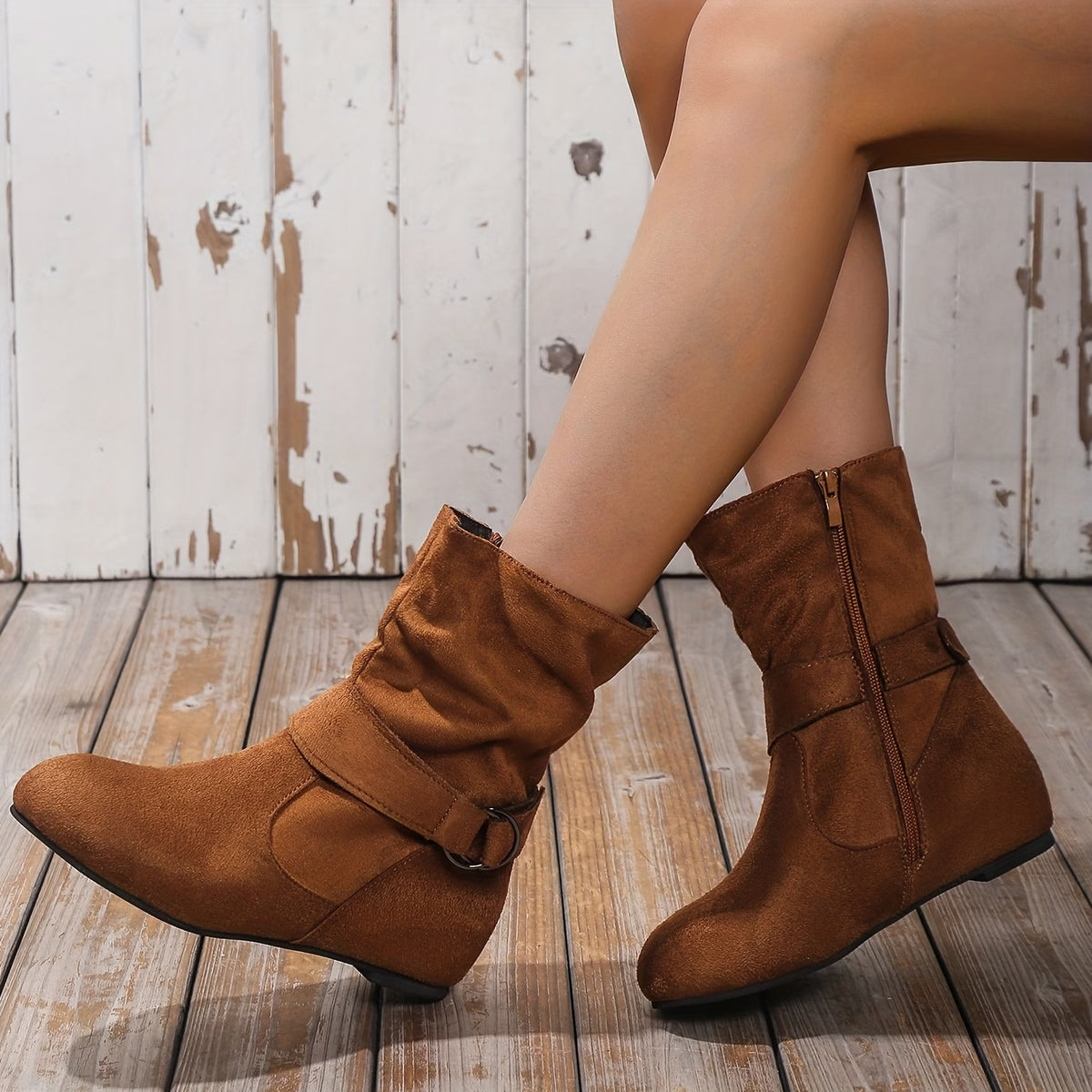 Women's Vintage Buckle Ankle Boots