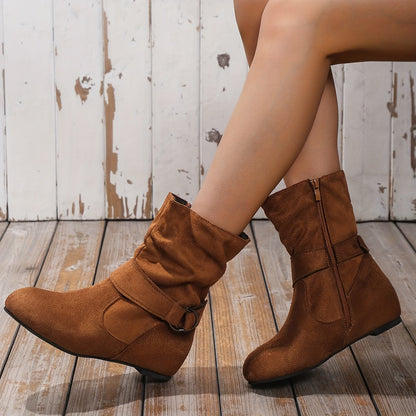 Women's Vintage Buckle Ankle Boots
