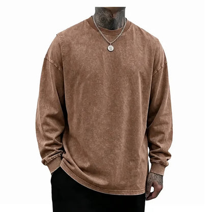 Men's Vintage Washed Oversized Long-Sleeve T-Shirt