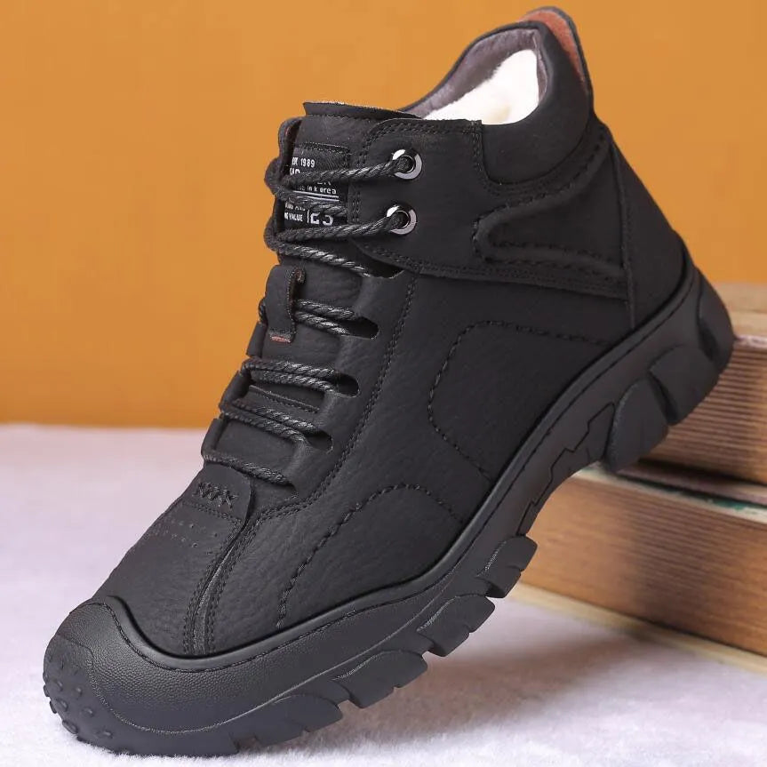 Men’s Brown Leather-Look Casual Ankle Boots