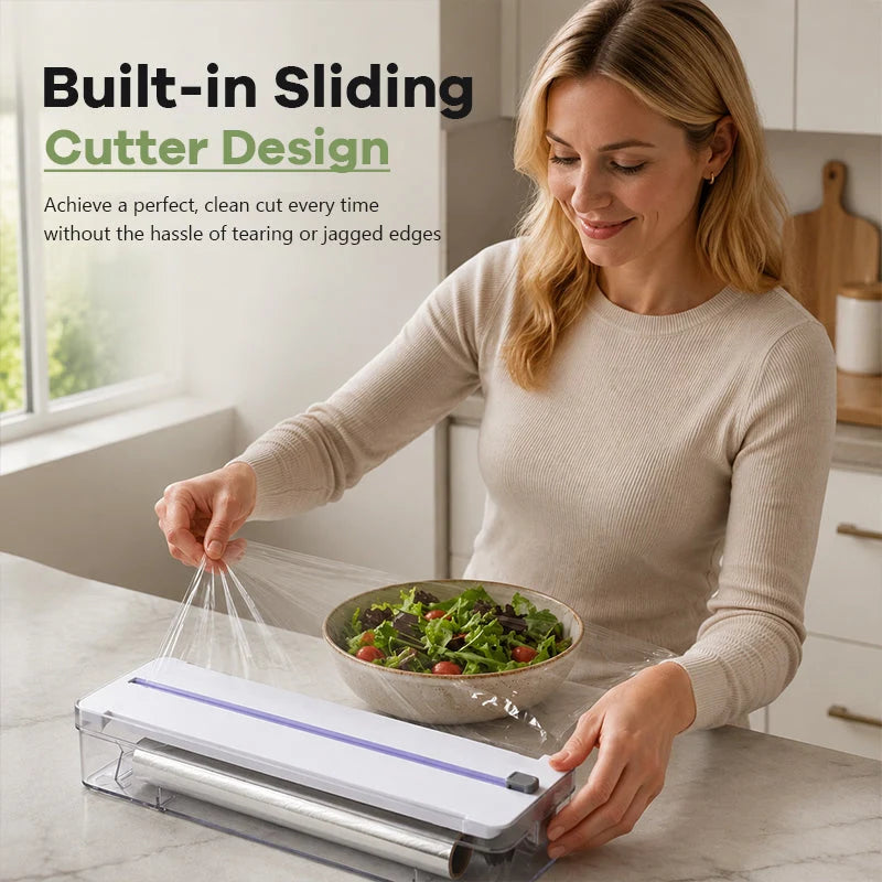 Kitchen Wrap Dispenser with Sliding Cutter