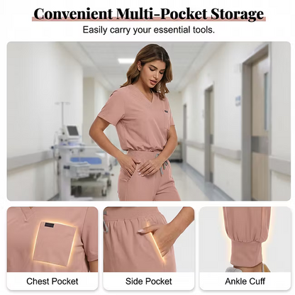 Women's Stretch Multi-Pocket Scrub Set