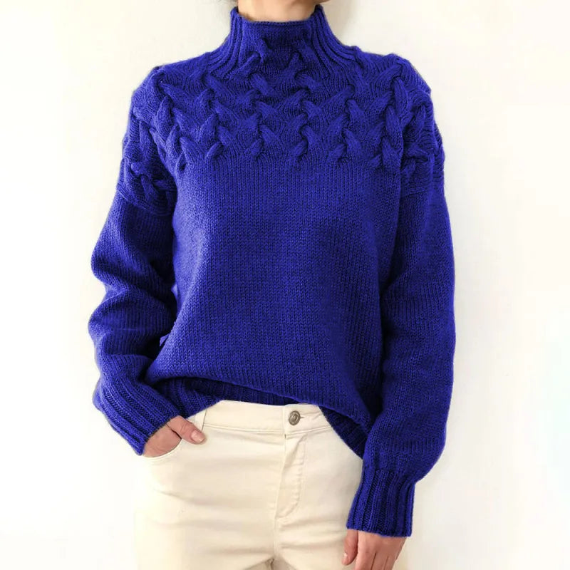 Women's Cable Knit Roll Neck Jumper