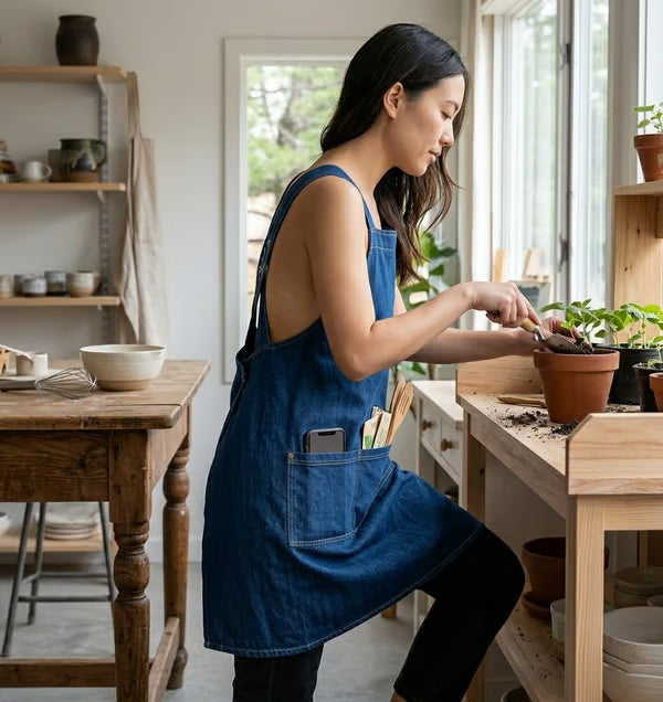 Cross-Back Denim Work Apron