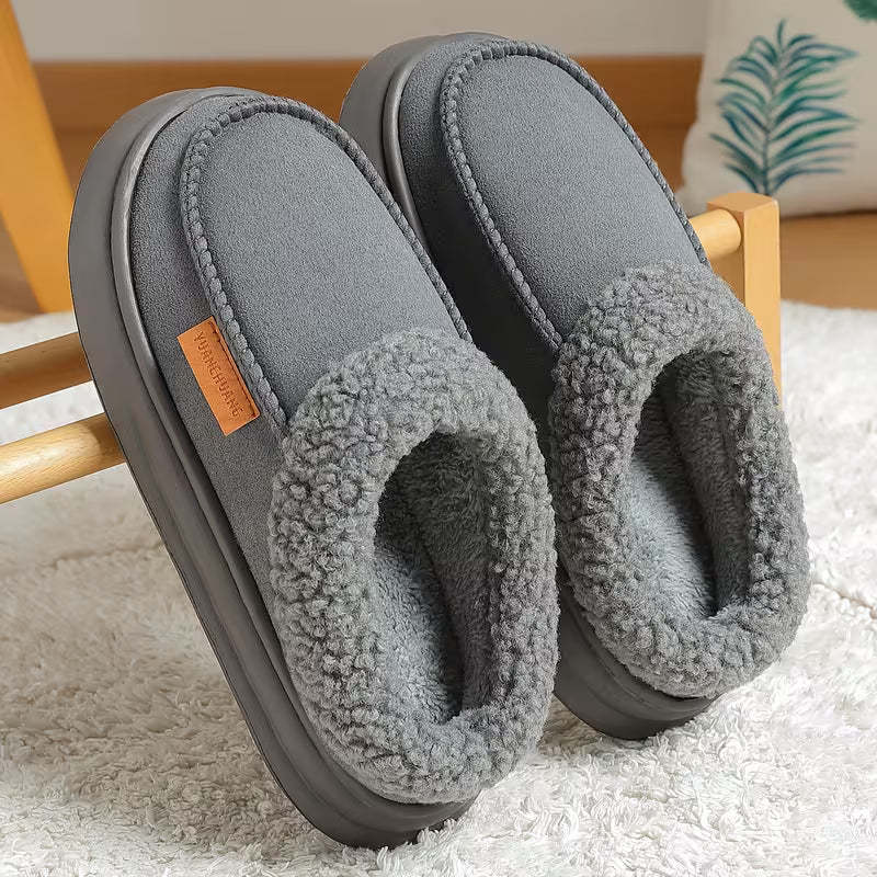 Men's Plush-Lined Winter Slippers