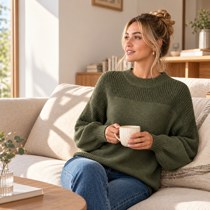 Women's Textured Knit Balloon Sleeve Jumper