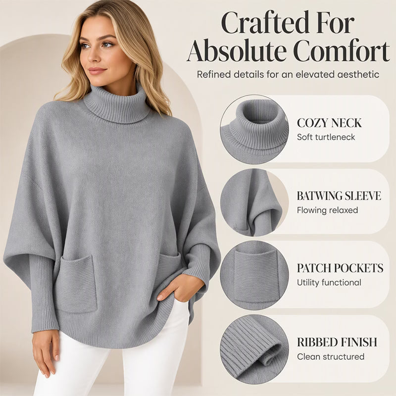Women's Elegant Oversized Roll Neck Knit Jumper