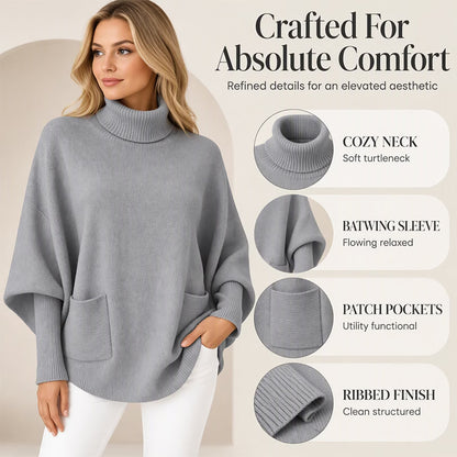 Women's Elegant Oversized Roll Neck Knit Jumper