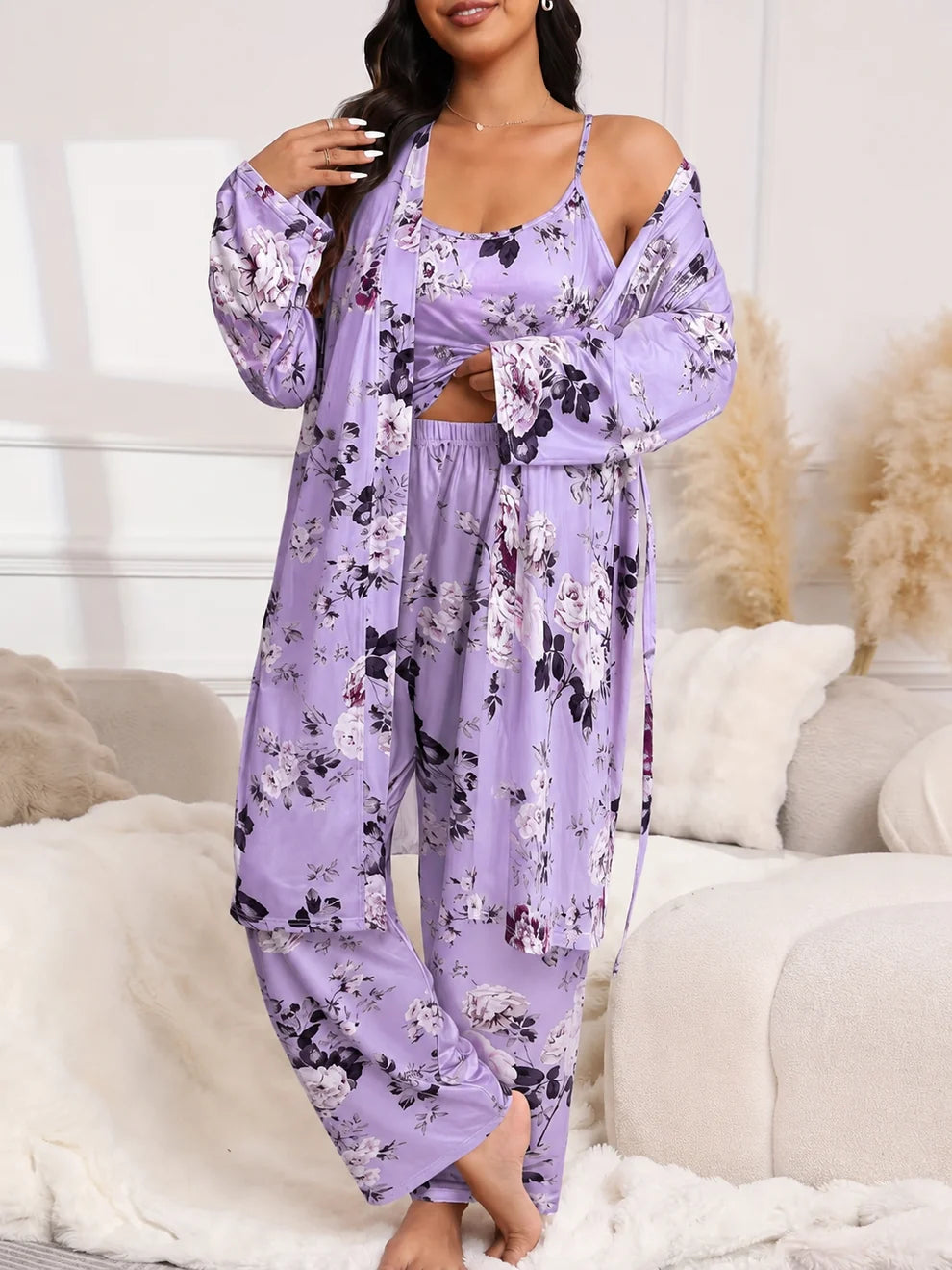 Women's Cherry Print Three-Piece Lounge Set