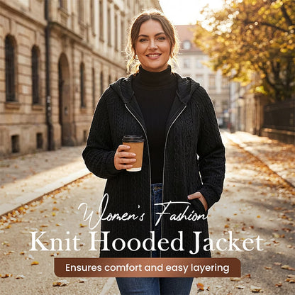 Women's Textured Cable Knit Zip-Up Jacket