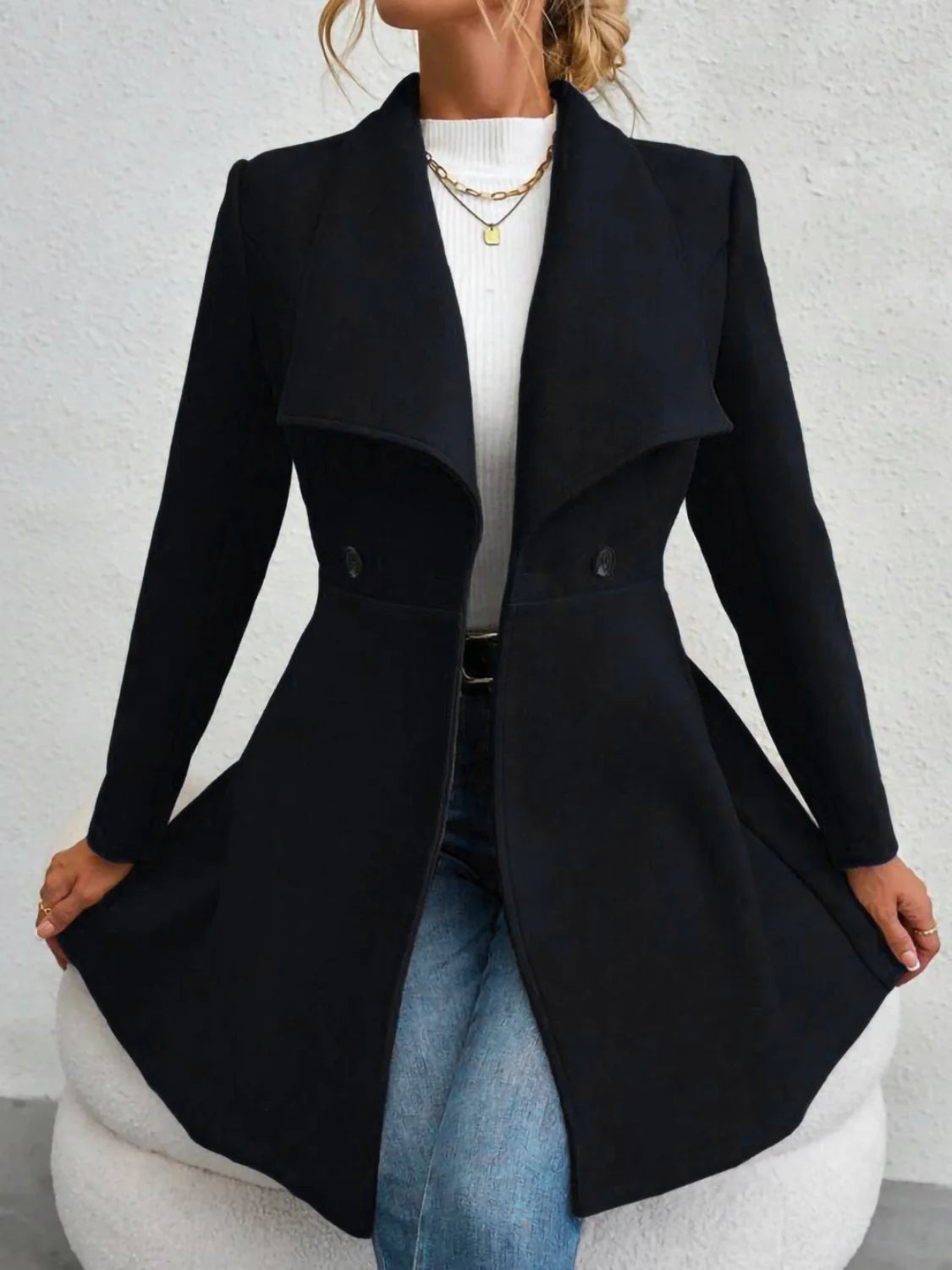 Women's Tailored Double-Breasted Midi Coat