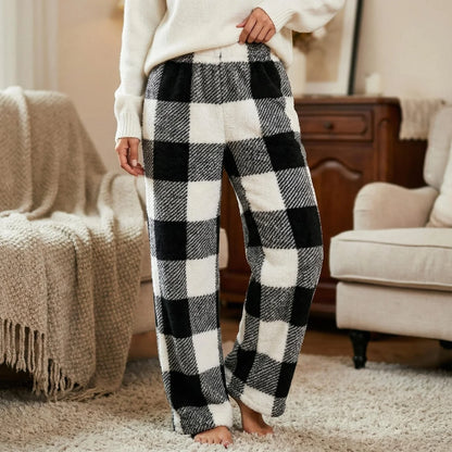 Women’s Vintage Plaid Fleece-Lined Winter Trousers