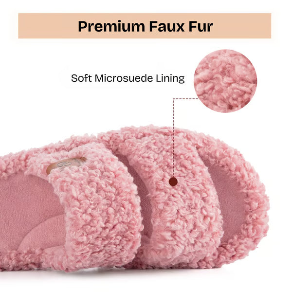 Women's Fuzzy Open-Toe Slippers