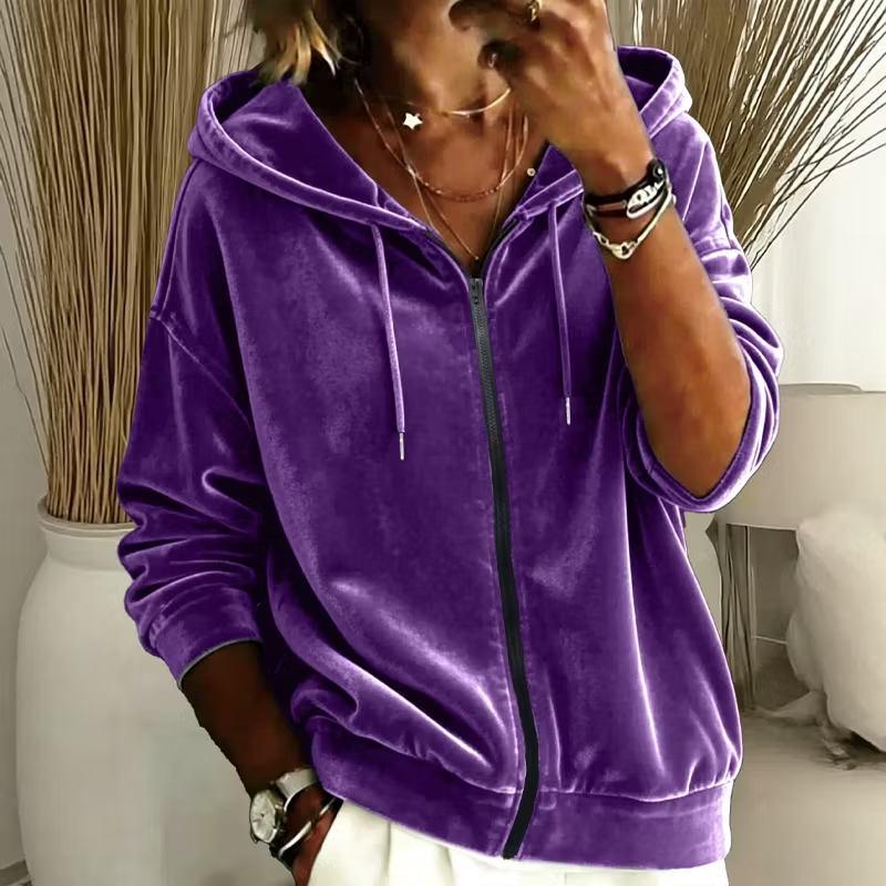 Women's Velvet-Look Hooded Jacket