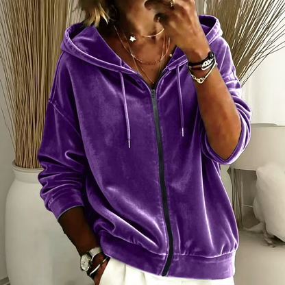 Women's Velvet-Look Hooded Jacket