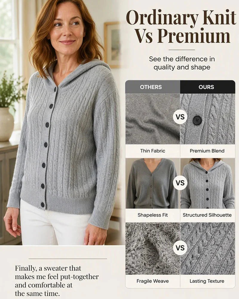 Women's Open-Front Hooded Knit Cardigan