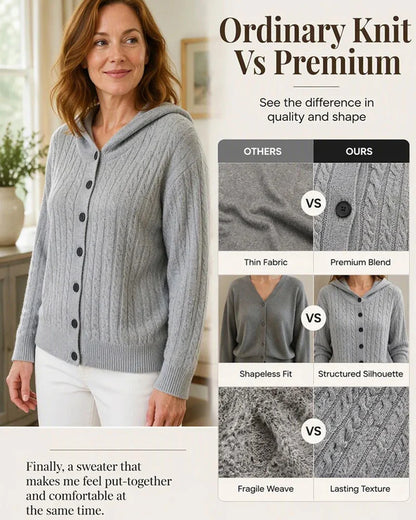 Women's Open-Front Hooded Knit Cardigan